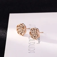 fashion jewel rose earrings titanium steel stud earrings accessories wholesale