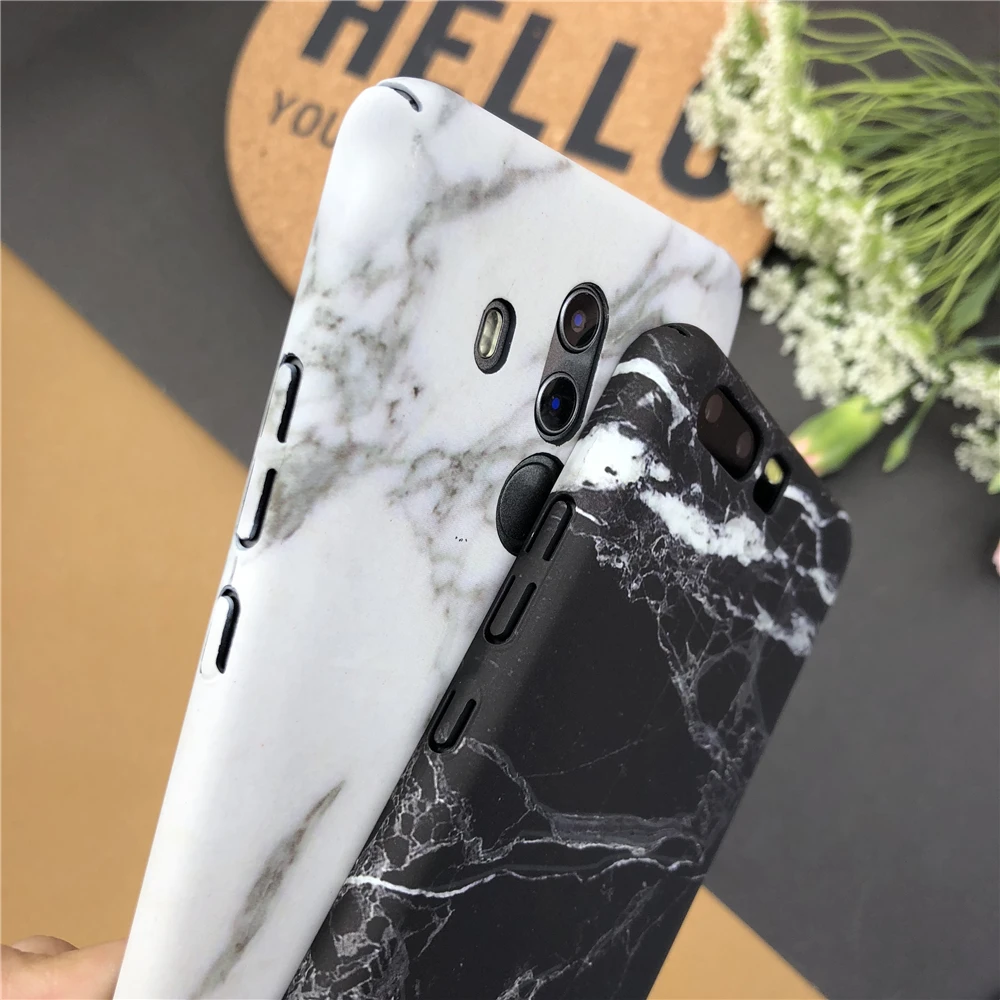 Classic Retro Granite Marble Cases For Huawei P10 Luminous Black White Matte Hard Mata 10 pro Case |