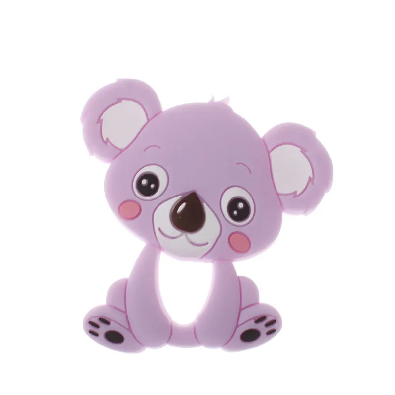 05lilac 5 шт., силиконовая подвеска-прорезыватель в виде медведя коала из мультфильма, не содержит бисфенол, силиконовый Прорезыватель для зубов, ожерелье, безопасная пищевая Подвеска для детей - Цвет: 05lilac