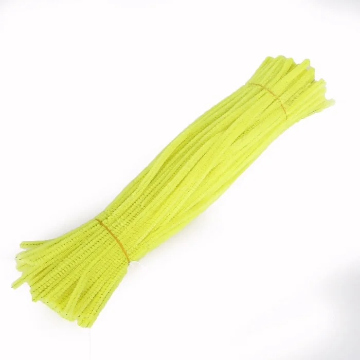 Light Yellow 100 шт 30 см стебли синели, очистители труб дети плюшевая обучающая игрушка красочные трубы очиститель игрушки ручная работа, сделай сам, ремесло принадлежности - Цвет: Light Yellow