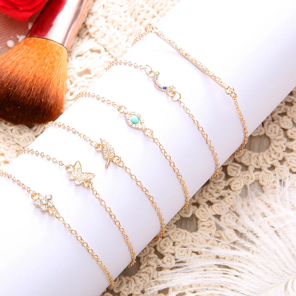6 шт./компл. богемные радужные бабочки цветы крошечные очаровательные браслеты