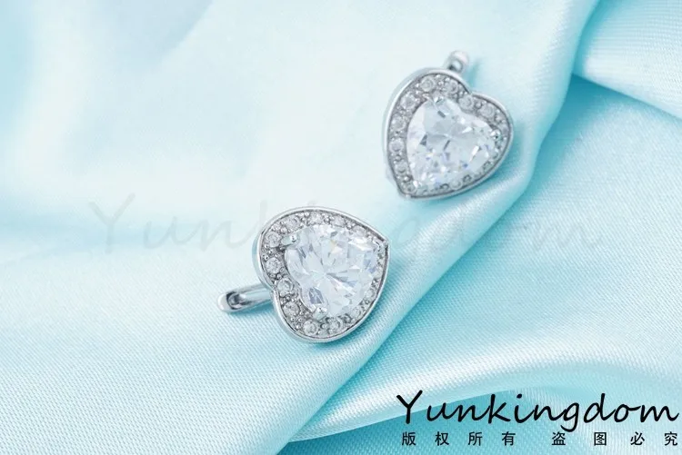 Yunkingdom дизайн сердца ювелирные изделия Новое Белое Золото Цвет кубический цирконий новые серьги-кольца для женщин