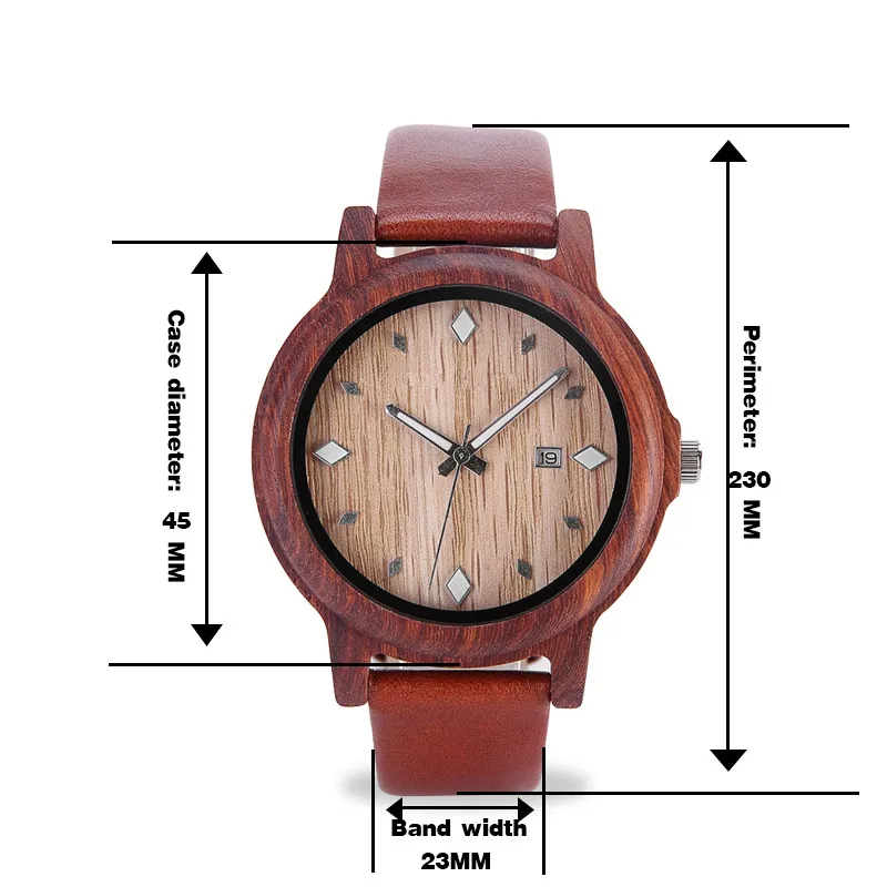 Часы ELMERA Wood для мужчин кожаные карнавальные часы подростков с красным деревянным