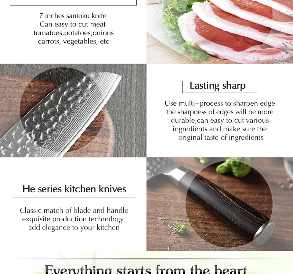 XINZUO 7 дюймов Дамасская сталь кухонные ножи нержавеющая сталь Santoku нож качество японский шеф-повара ломтик ножи Pakkawood ручка