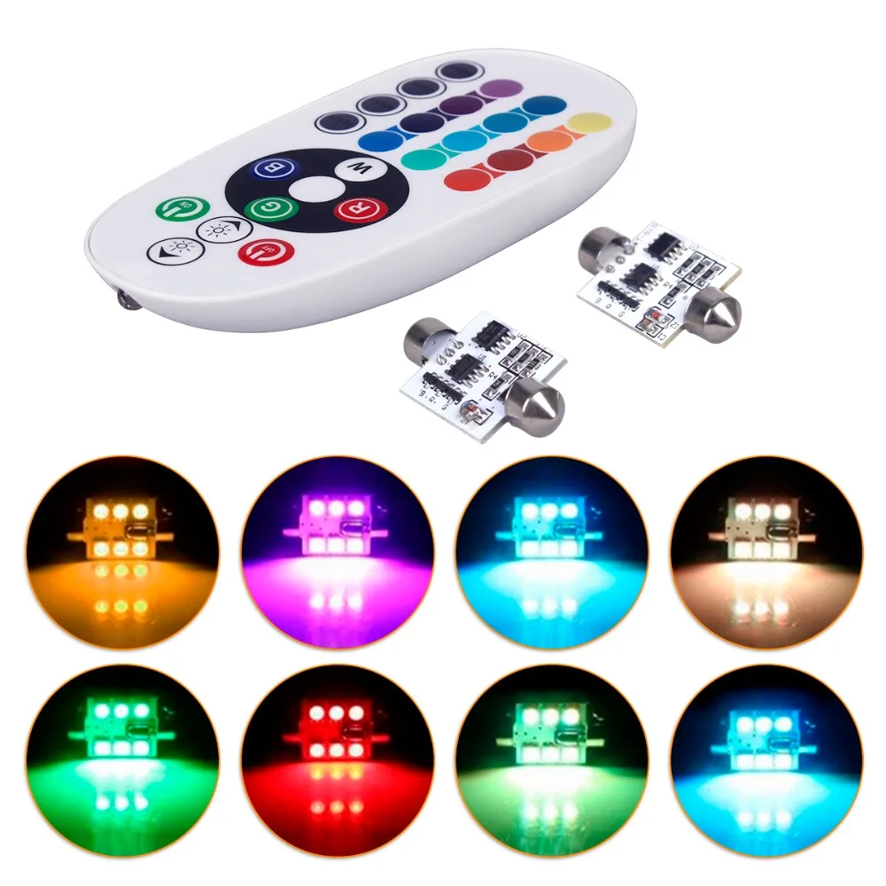 2 шт. RGB Карта Купол интерьера автомобиля светильник + пульт дистанционного