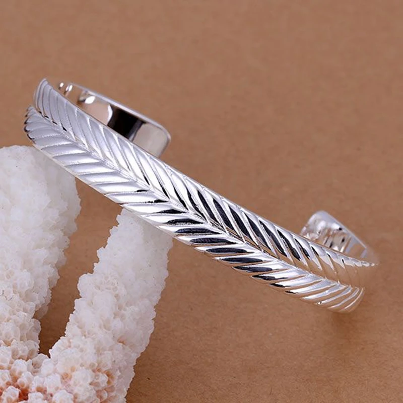 Модные ювелирные изделия из серебра 925 пробы посеребренный браслет Открытый