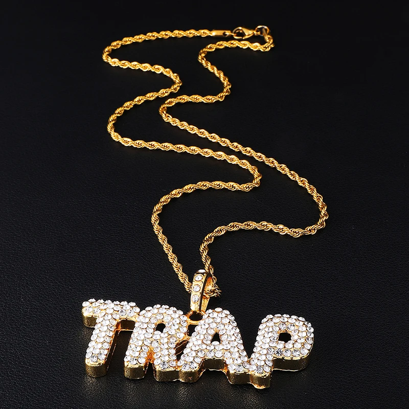 Буквы слова полный страз Bling Iced Out цепочка подвески и ожерелья для мужчин хип хоп