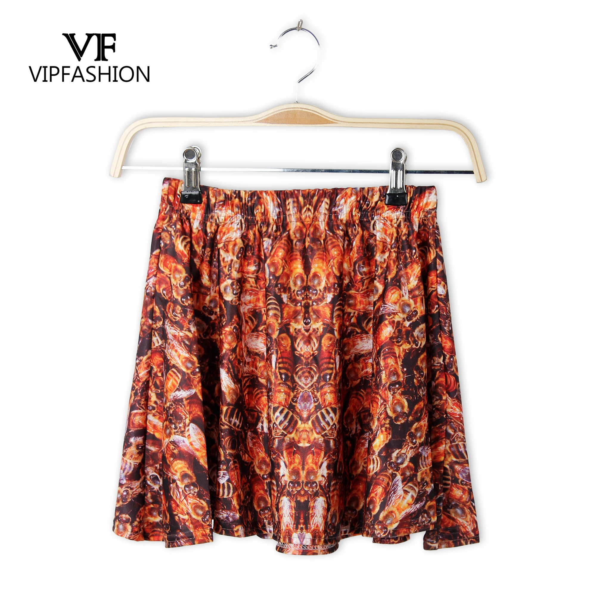 VIP Модные женские летние плиссированные мини-юбки с цветочным принтом и пчелы в
