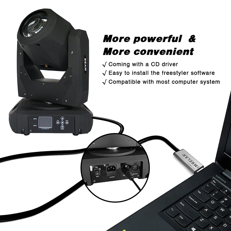 IMRELAX Горячая USB к DMX Интерфейсный Кабель-адаптер 110 см сценический светильник PC DMX512 контроллер диммер DMX USB преобразователь сигнала