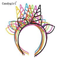 candygirl 7pcs plastic unicorn headbands cat headbands party hairbands girls teens toddlers children hairbands black accessories