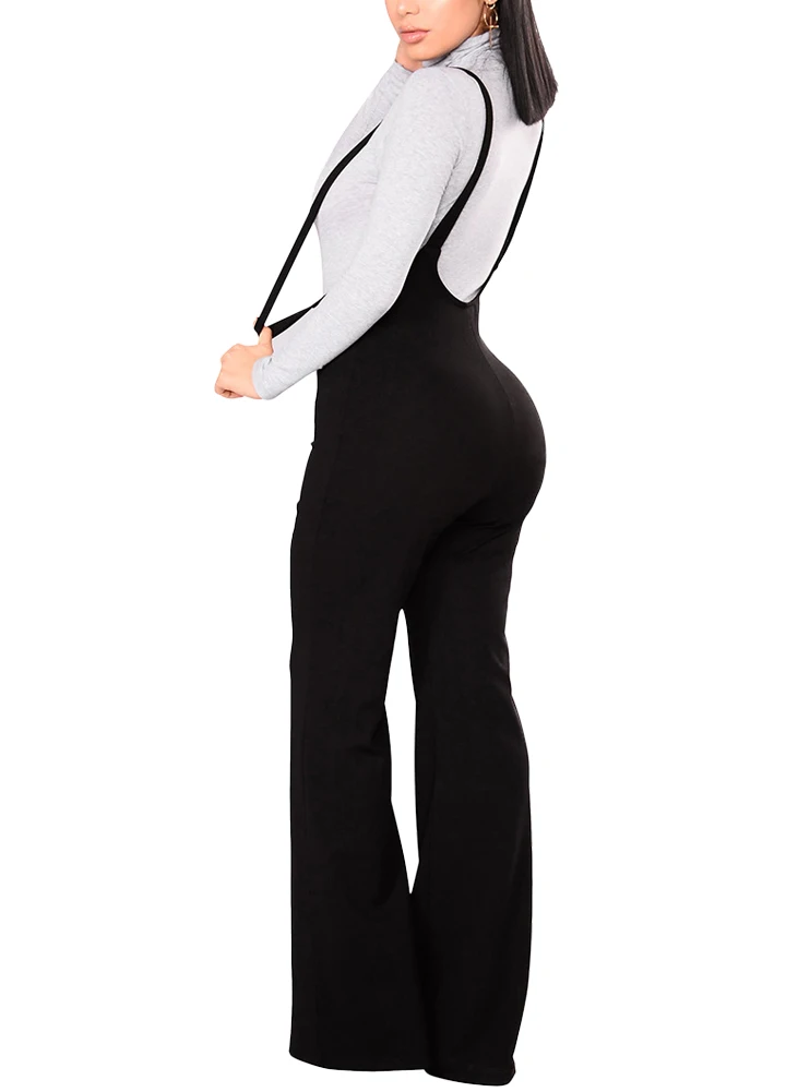 2018 весенние модные женские комбинезоны с колокольчиком и высокой талией круглым