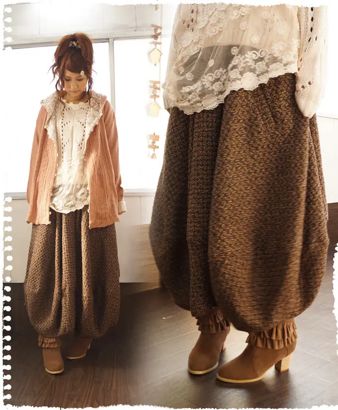 Милая Лолита Мори девушка толстый шерстяной фонарь бюст длинная юбка женская