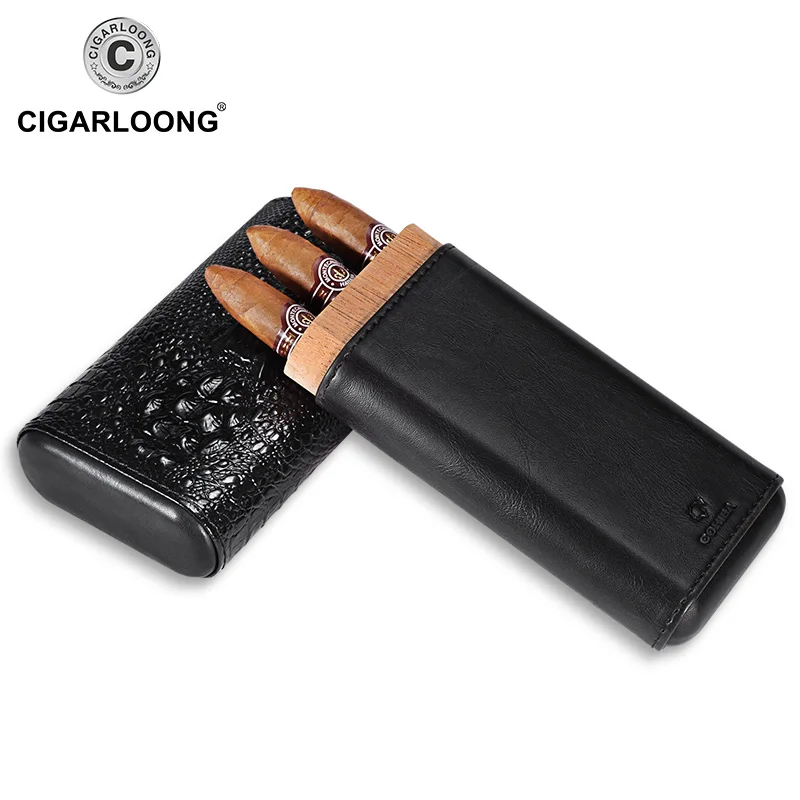 COHIBA Новое поступление кожаный чехол Портативный хьюмидор коробка подходит для 3 сигар Подарочная коробка чехол для сигар CLH-0053