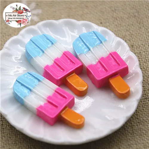 hot pink 10pcs 10 шт Радужная палочка для мороженого Кабошон из смолы с плоской задней стороной имитация десерта художественная поставка Украшение Шарм Ремесло - Цвет: hot pink 10pcs