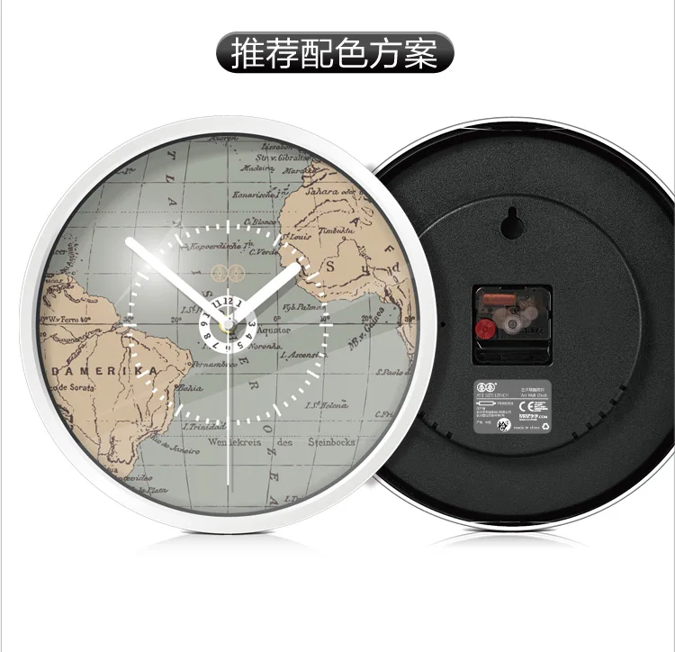 Кварцевые домашние настенные часы мир карта светящиеся круговые бесшумные тихие