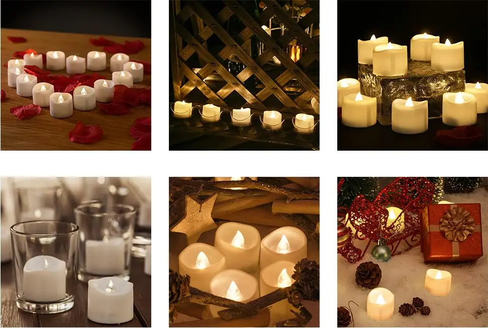 Набор из 12 flamelss Votive подставки для чая/светильник свечи Батарея работает теплый светильник мерцание, День рождения свечи с 6 часов Таймер