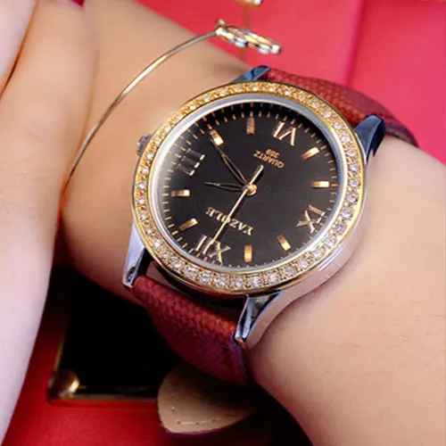 YAZOLE золотые часы с бриллиантами Женские Роскошные Кварцевые известного бренда