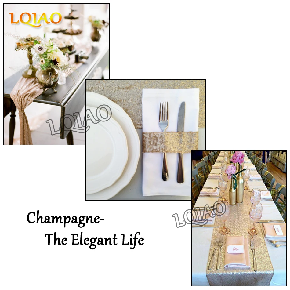 LQIAO черный скатерти с пайетками бегун 12x120 дюймов для свадьбы День рождения