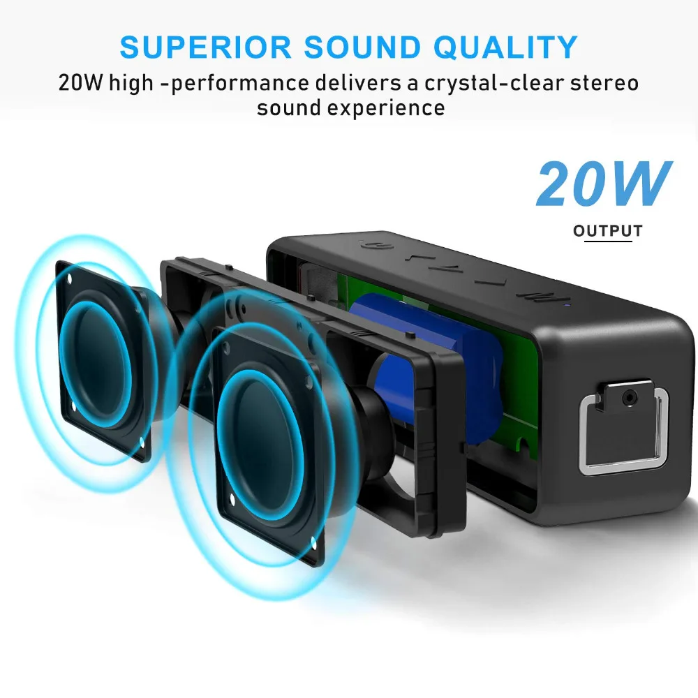 5 0 Bluetooth Speakers 20W портативный беспроводной динамик V5.0 с громким стереозвуком