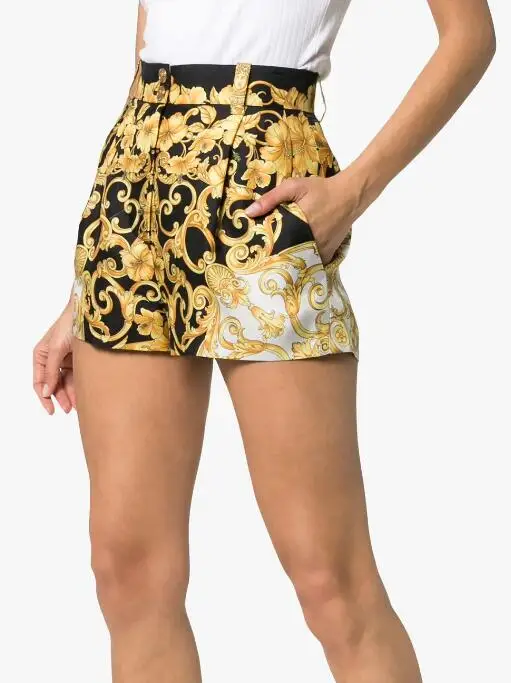 Женские шорты с высокой талией модельные дизайнерские штаны тиснением Тотем и