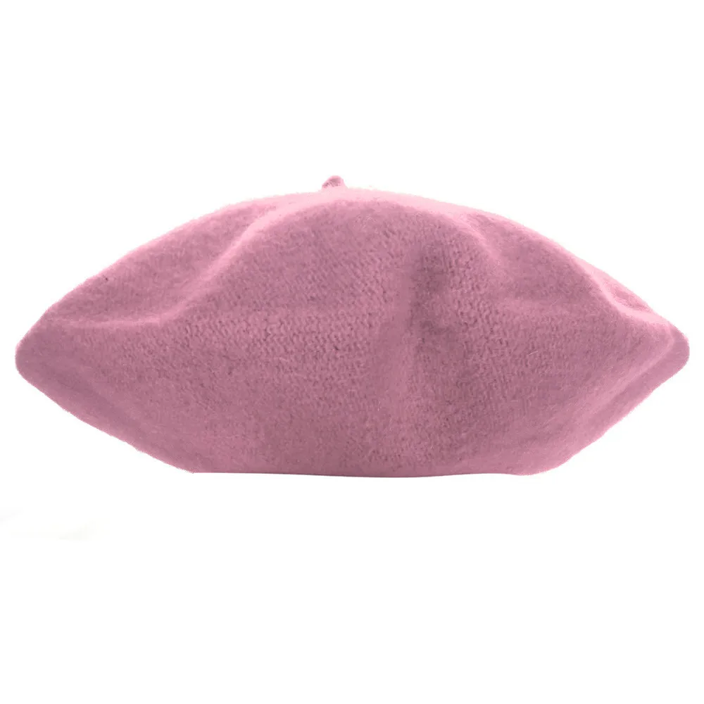 Pink Зимняя кофта для девочек Шапки шляпа "Бейли" Купол однотонная Милая Детская шерстяная одежда береты шапки бини шапки#815 - Цвет: Pink