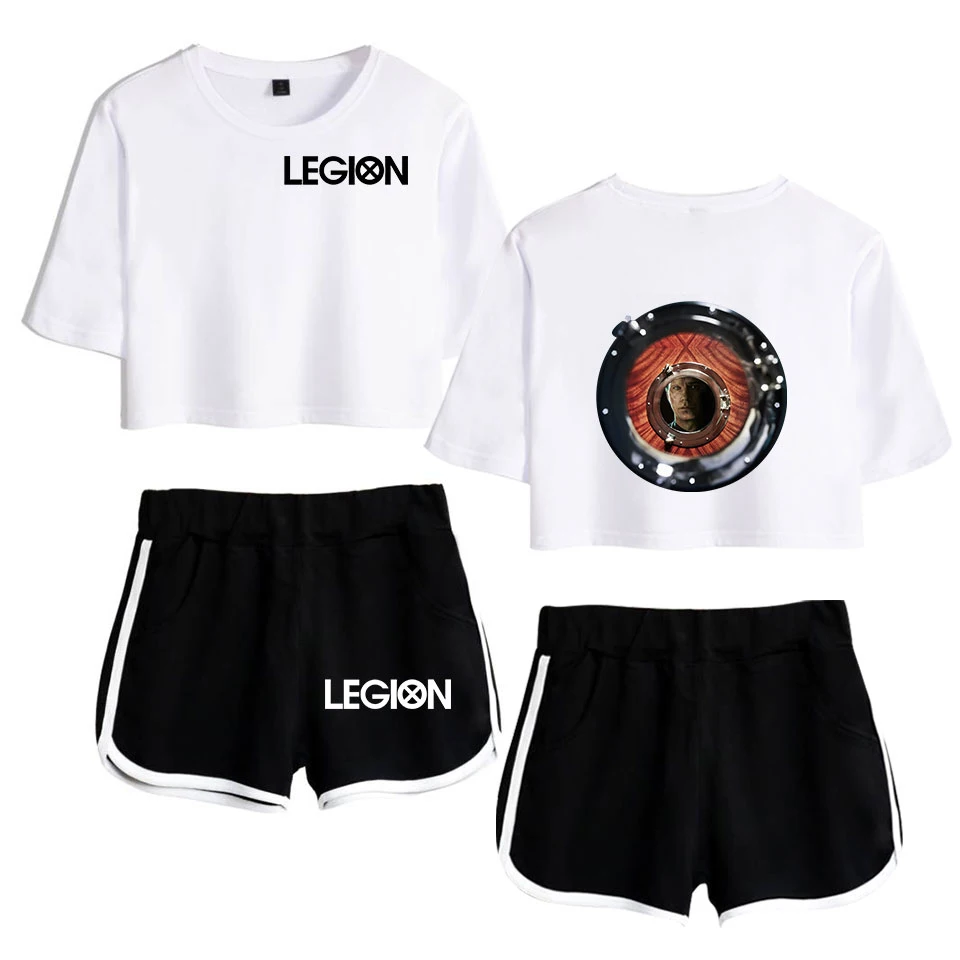 Женский комплект из двух предметов Legion 2D модный короткий топ с коротким рукавом +