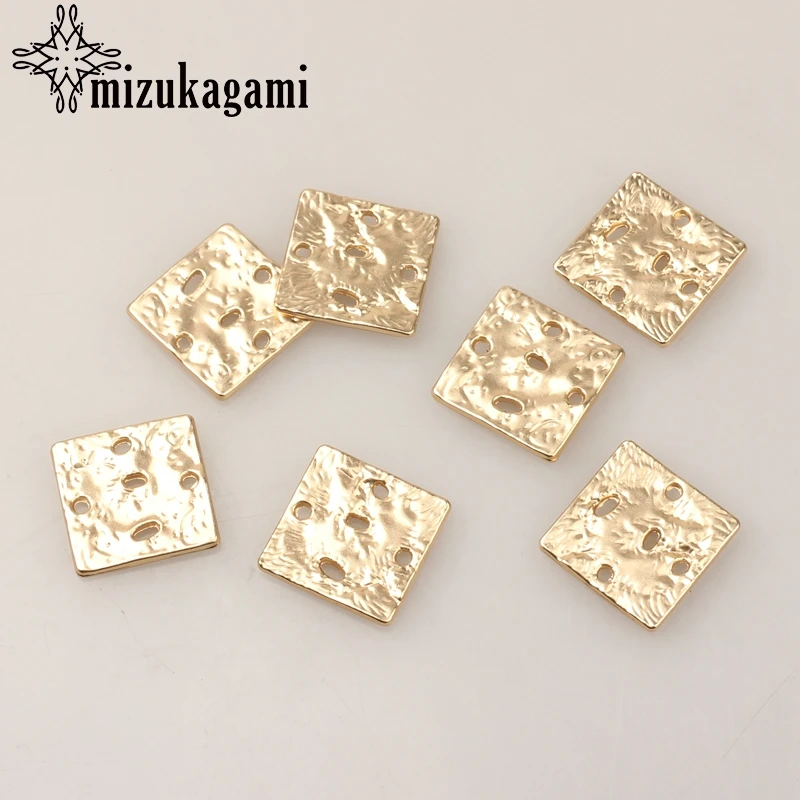 Zinc Alloy Golden Hollow Square Connector Charms Pendants 18mm 10pcs/lot For DIY Necklace Jewelry Earrings Making Accessories | Украшения и