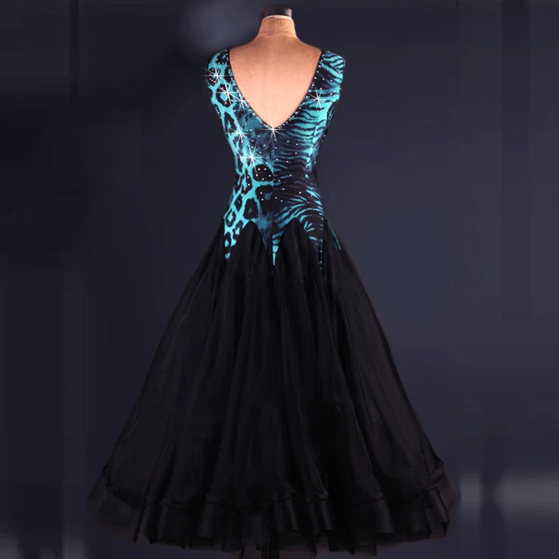 Женское платье для бальных танцев Waltz леопардовая блестящая Алмазная