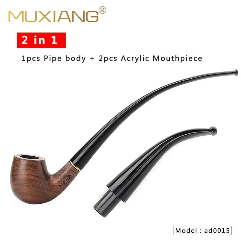 

HOT-MUXIANG 2 in 1 Wooden Rosewood Smoking Pipe Tobacco Tube Pipes Wood With 9mm Filter 10 Smoking Tools Pipe Set Gift For Men