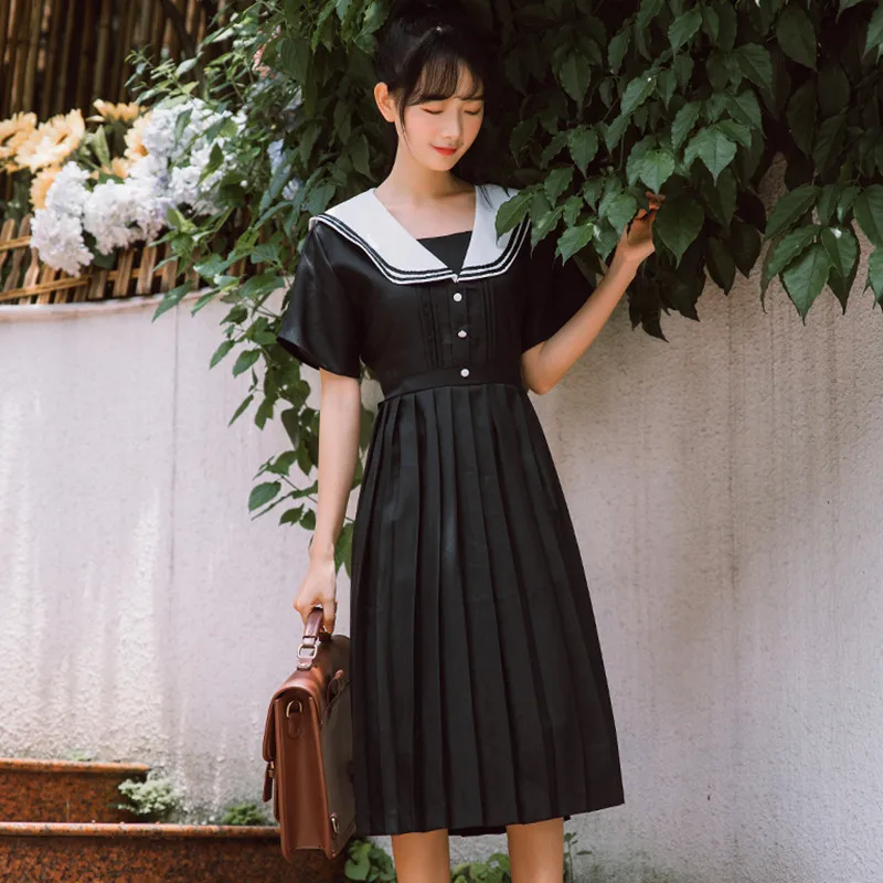 Японская школьная форма костюм женское летнее платье в консервативном стиле
