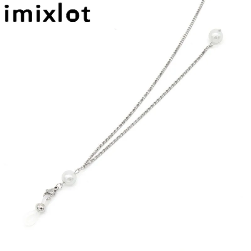 

Imixlot New Women Elegant Stainless Steel Imitation Pearl Chains Crystal Beaded Eyeglass Lanyards Cord Holder Glasses Ropes