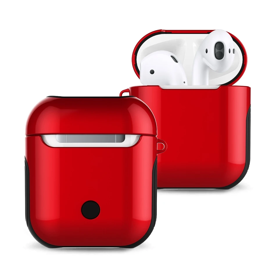 Для AirPods 2 чехол Bluetooth беспроводной Чехол для наушников для Apple защитный чехол для AirPods Глянцевая УФ-кожа аксессуары зарядная коробка - Цвет: Red