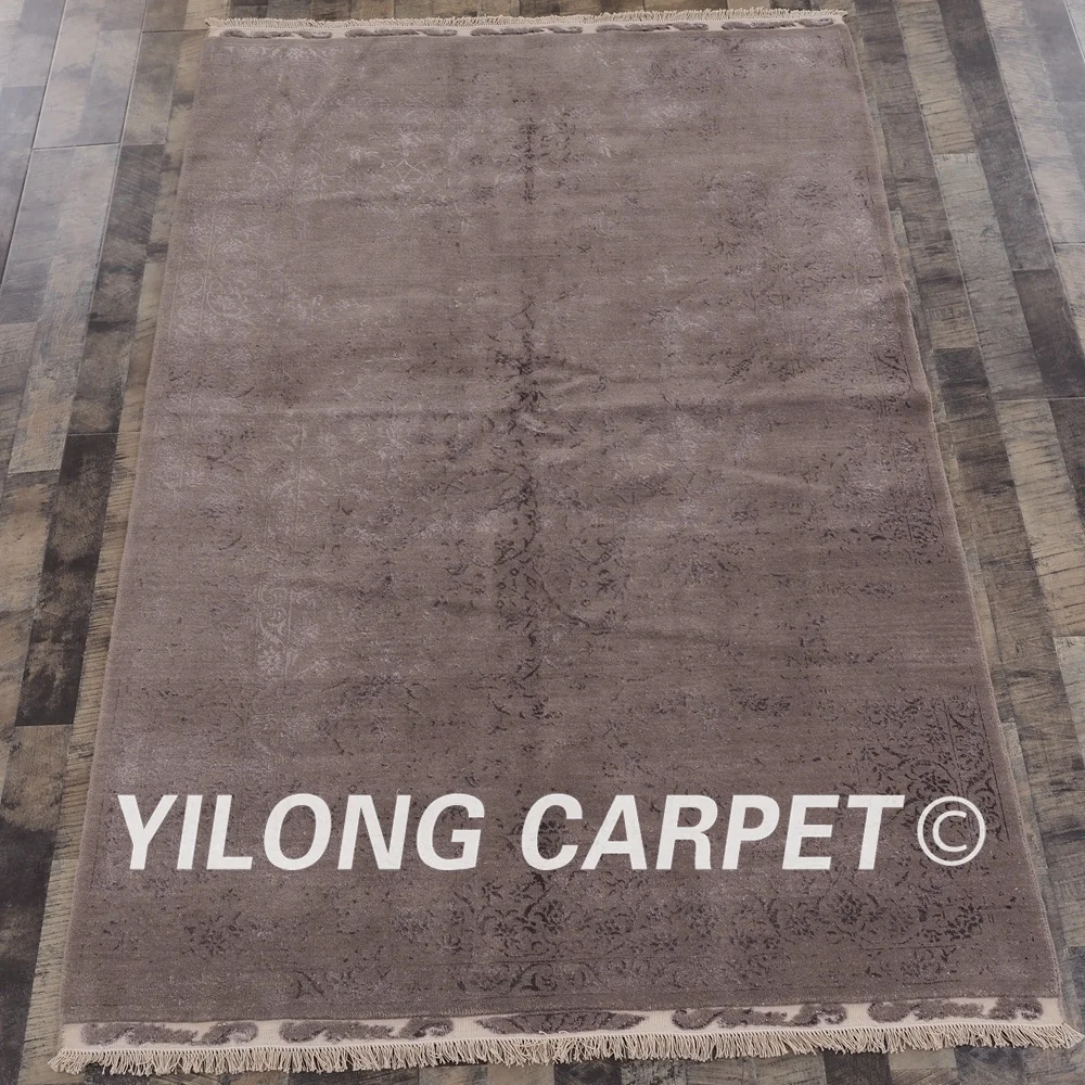 YILONG 5 'x 8' ручная работа искусственная кожа новый дизайн темные цветы с узлом