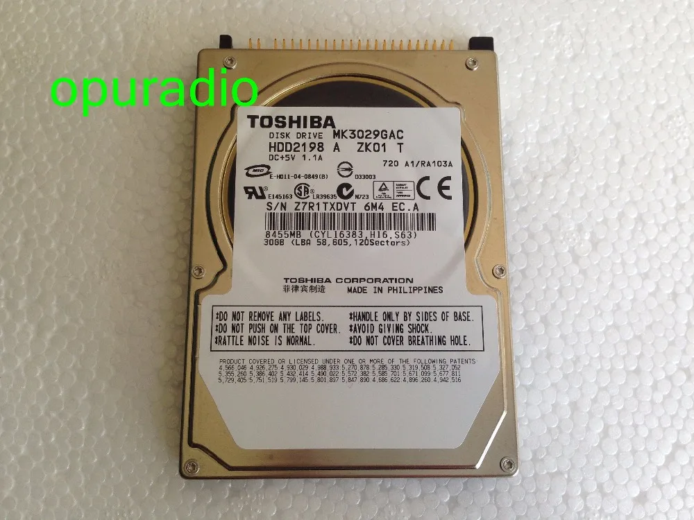 Жесткий диск MK3029GAC для автомобильной аудиосистемы 30 Гб HDD2198 постоянный ток + 5 В 1 А