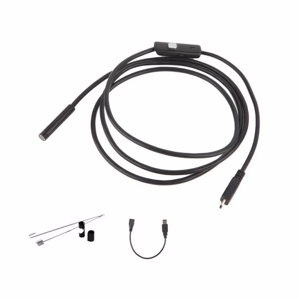 LESHP Endoscope 6 LED 7mm Lens Cable Waterproof Mini USB Inspection Borescope Camera For Android 640*480 Phones/1280*720 PC |