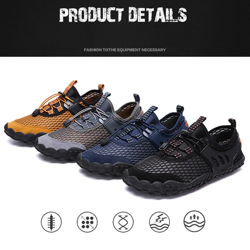 

Professional Men Mesh Water Shoes Aqua Barefoot Quick Dry Durable Breathable Non-Slip Sneakers for Mountaineering Wading Outdoor