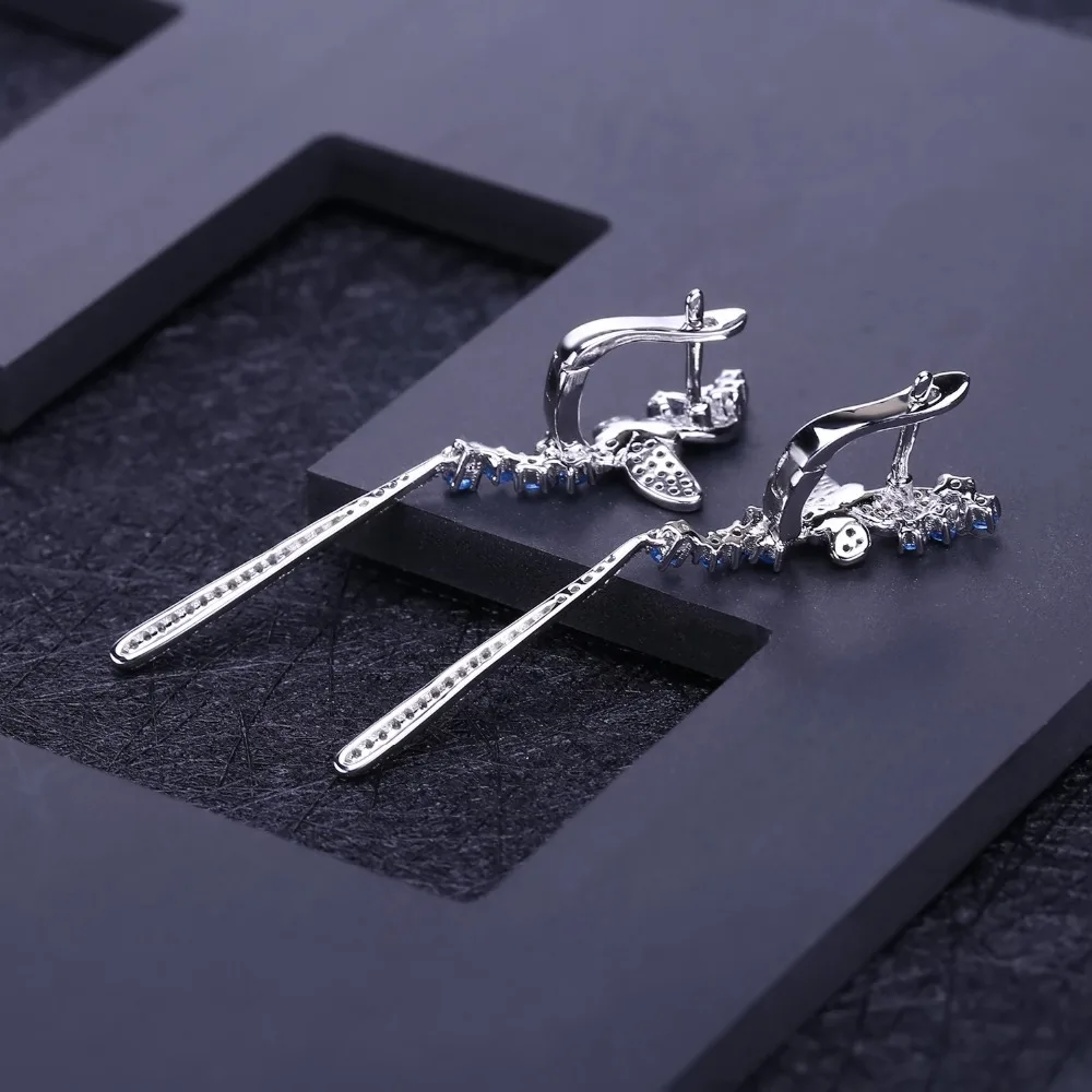 GEM'S BALLET Nano Blue Butterfly Long Drop Earrings 925 Sterling Sliver Vintage Romantic For Women Gift Party Jewelry | Украшения и