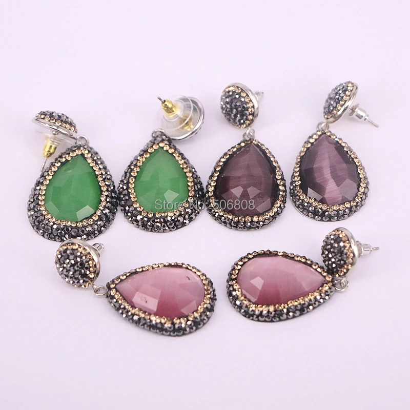 10Pairs Zyunz Jewelry Cut facet pave crystal stones drop dangle earrings for women summer fashion charm earring jewelry | Украшения и