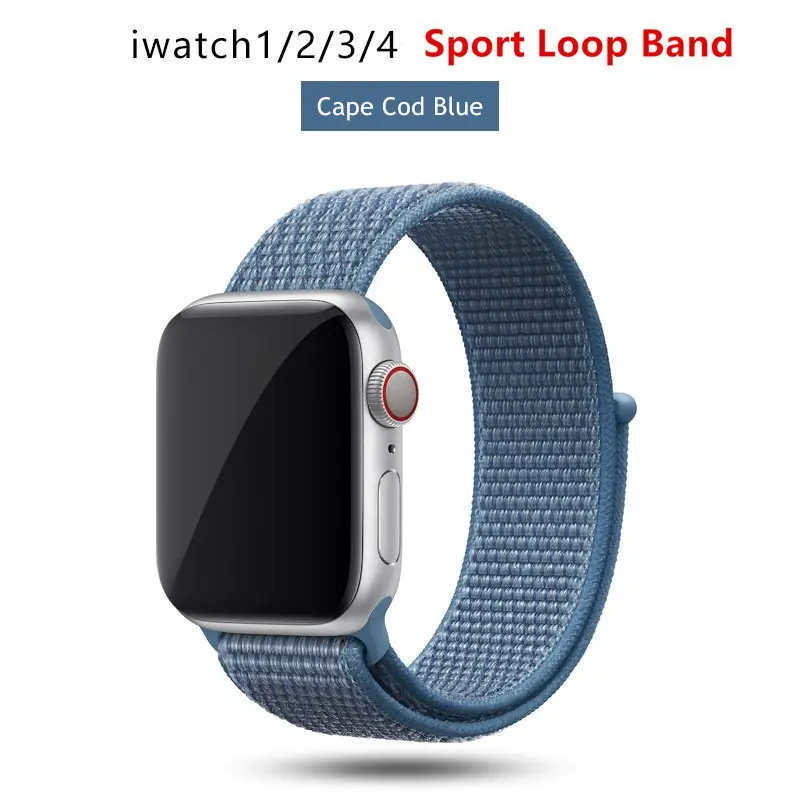 Cape Cod Blue Нейлоновый ремешок для Apple Watch 42 мм 38 мм iWatch 4 ремешка 44 мм 40 мм Браслет спортивная петля ремешок для часов ремень для часов дышащий 5 4 3 2 1 - Цвет ремешка: Cape Cod Blue