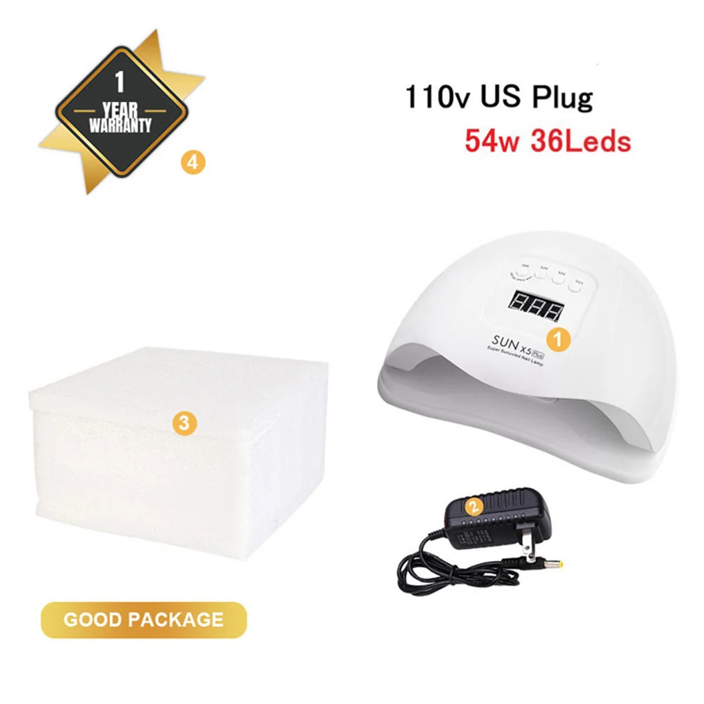 US PLUG SUNX 5PLUS 54 Вт УФ светодиодная лампа для сушки ногтей для ногтей Гель-лак отверждаемая лампа с 4 нижним таймером ЖК-дисплей инструменты для дизайна ногтей - Цвет: US PLUG