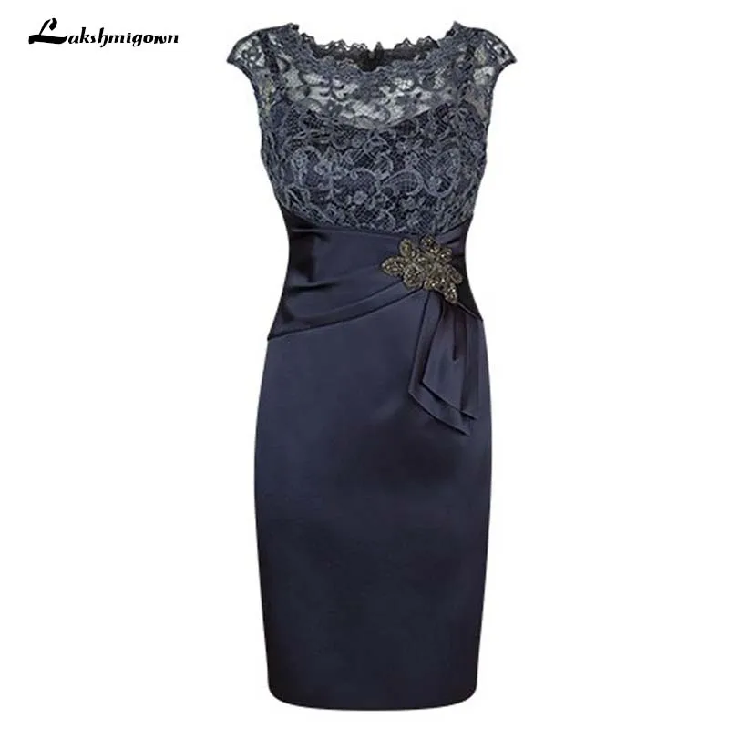 

Sheath Scoop Top Lace Navy Blue Bride of the Mother Dress vestido de fiesta Groom mother Dress