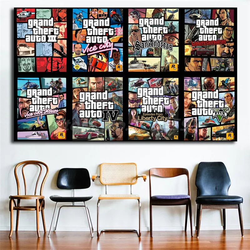 Grand Theft Auto Game Series HD настенные художественные холщовые плакаты печатные картины
