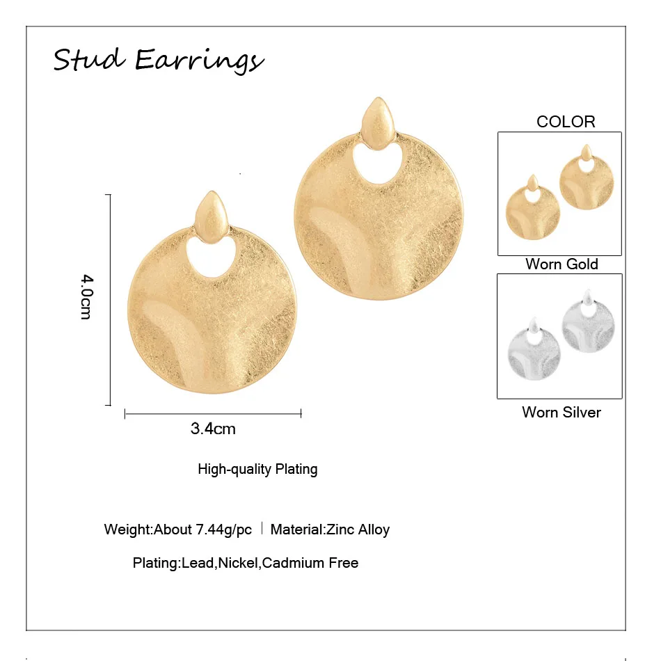 Fever&ampFree 2018 Punk Hippie Big Round Stud Earrings For Women Trendy Boho Earring Studs Cheap Fashion Jewelry Accessories Gifts |