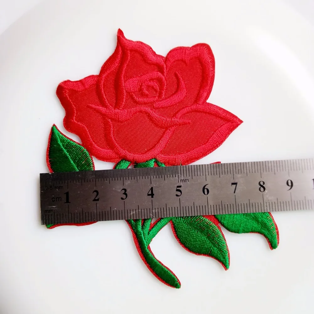10 шт. новая Красная Зеленая Роза одежда патчи с железной вышивкой Сделай Сам