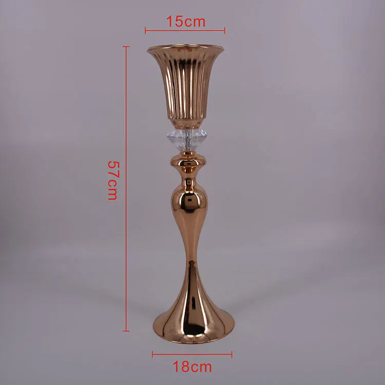 

Gold Tabletop Vase Metal Acrylic Flower Road Lead Wedding Table Centerpiece Flowers Vases For Wedding Party Home Decoration