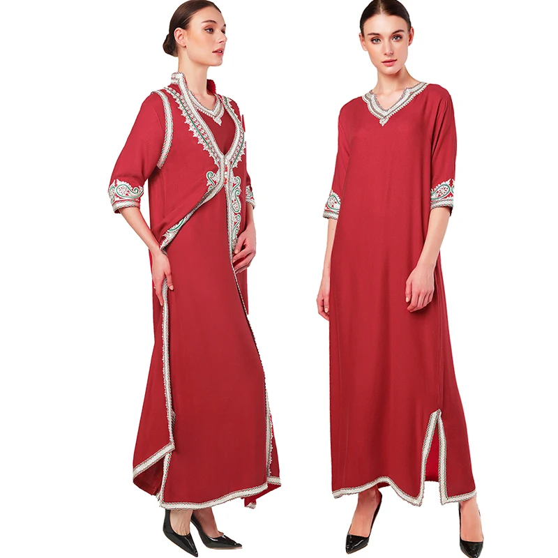 Женская мусульманская одежда макси платье с длинным рукавом марокканский кафтан