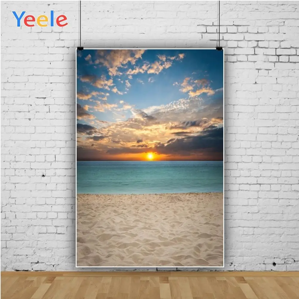 

Yeele Sky Sunset Clouds Sea Beach Summer Holiday Photography Backgrounds Customized Photographic Backdrops for Photo Studio