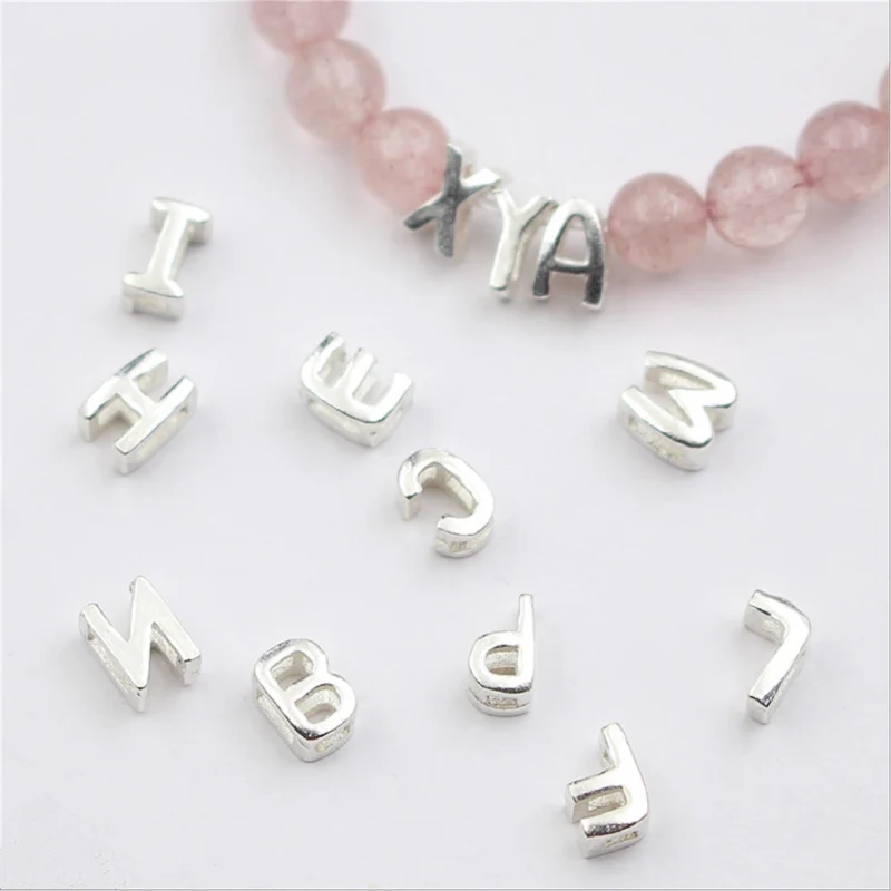 

1pcs/lot 925 Sterling Silver A-Z 26 English letters Spacer Bead Position For Jewelry Making Bead Bracelets DIY Accessories