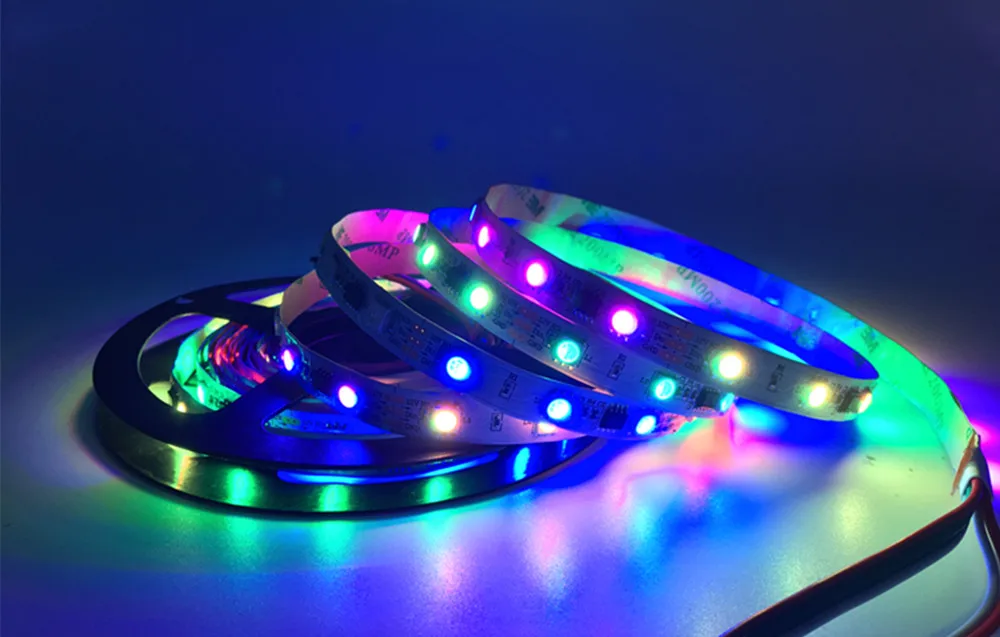 WS2811 5050 SMD RGB полосы Адресуемых Светодиодный светильник 30/48/60/144 светодиодный s/m светодиодный Пиксели внешний 1 Ic Управление 3 светодиодный s DC12V светодиодный ленточный светильник