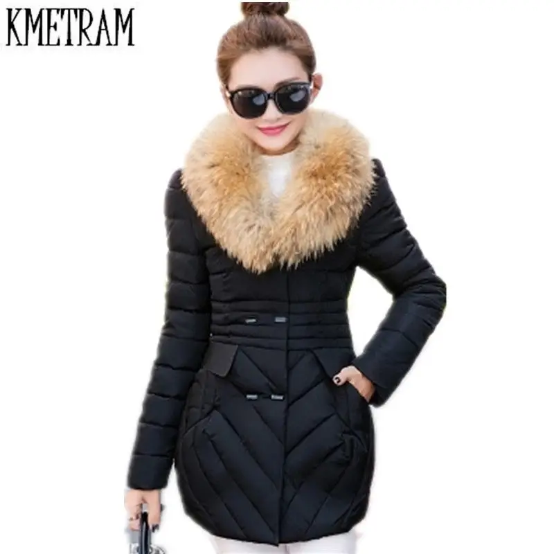 2020 искусственный мех енота воротник с капюшоном вниз хлопок парки для женщин